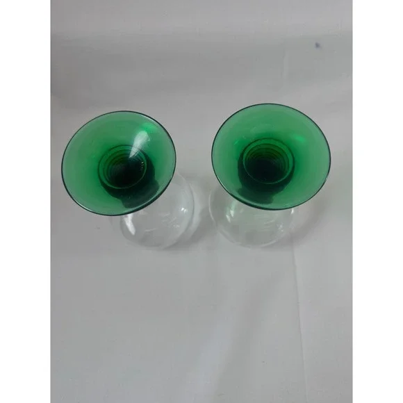 Luminarc France Green Etched Grapevine Wine Glasses beehive Stem ribbed Set of 2 - Picture 5 of 14